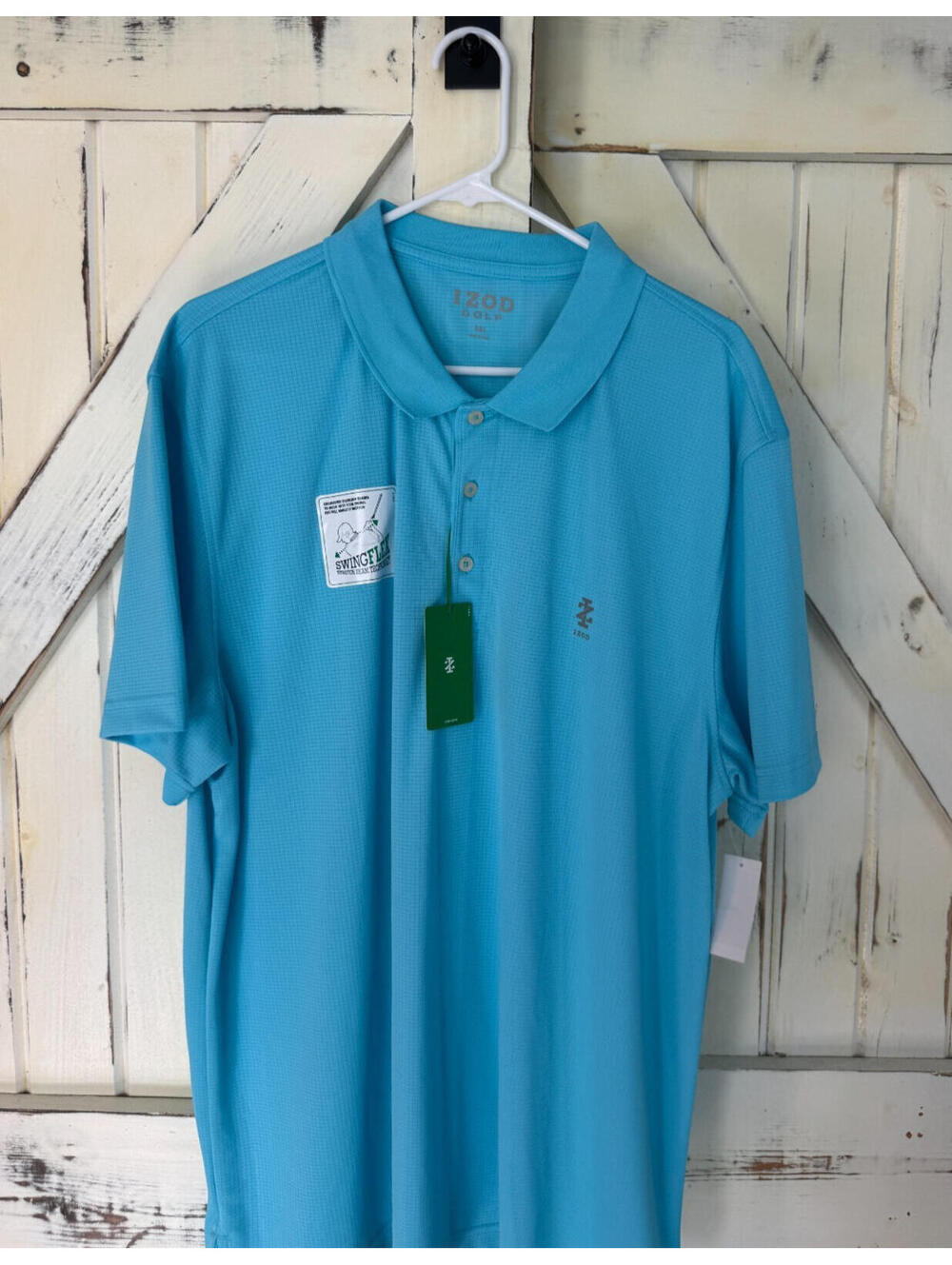 IZOD Mens Golf Grid Polo Shirt Size 2XL Blue Swing Flex Stretch Short Sleeve NWT